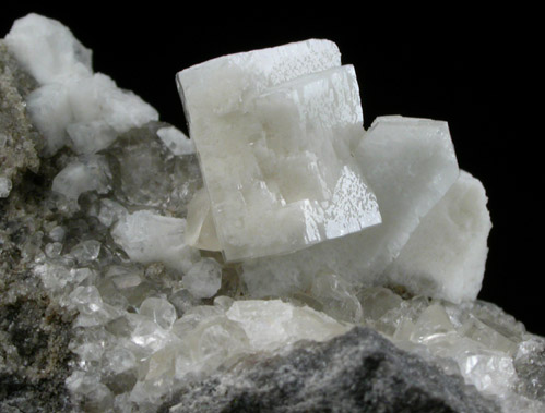 Strontianite pseudomorphs after Celestine with Calcite from Lime City, Wood County, Ohio