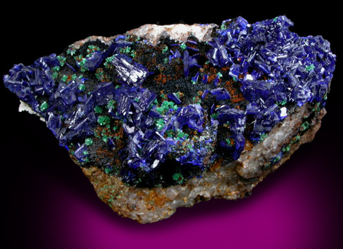 Azurite, Malachite, Tenorite from Morenci Mine, Clifton District, Greenlee County, Arizona