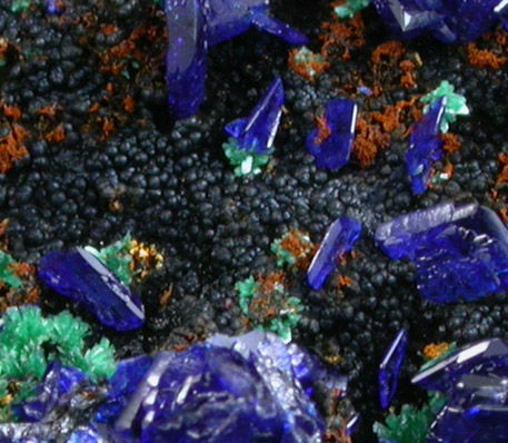 Azurite, Malachite, Tenorite from Morenci Mine, Clifton District, Greenlee County, Arizona