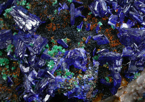 Azurite, Malachite, Tenorite from Morenci Mine, Clifton District, Greenlee County, Arizona