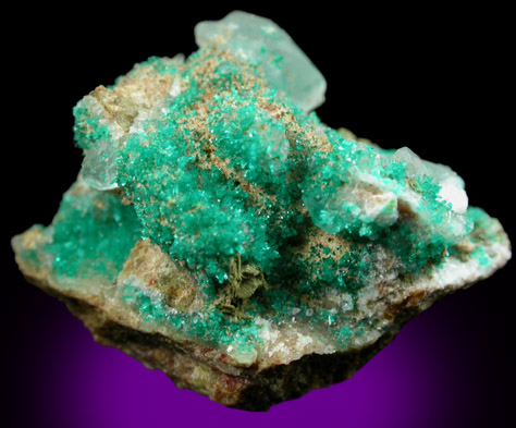 Dioptase on Calcite from Christmas Mine, Banner District, Gila County, Arizona