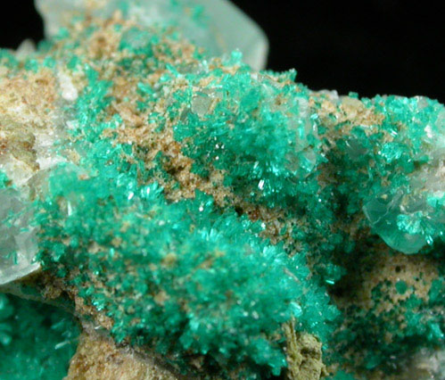 Dioptase on Calcite from Christmas Mine, Banner District, Gila County, Arizona