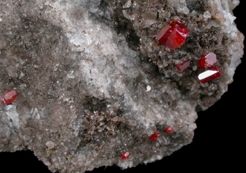 Vanadinite on Calcite from Hamburg Mine, La Paz County, Arizona