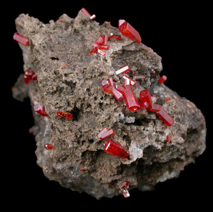 Vanadinite on Calcite from Hamburg Mine, La Paz County, Arizona