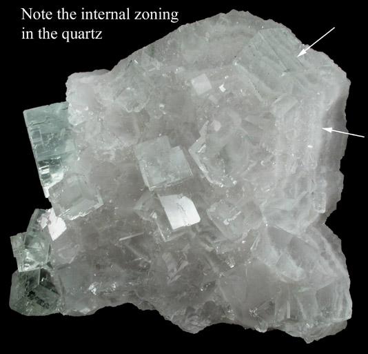 Fluorite on Quartz from Dongshan Mine, Hunan, China