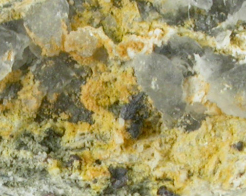 Greenockite on Quartz-Muscovite from Route 25 road construction, Trumbull, Fairfield County, Connecticut