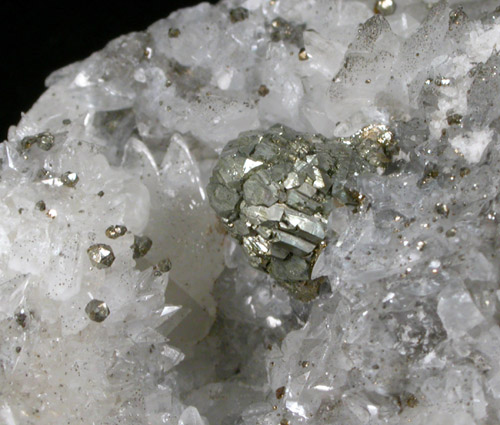 Pyrite on Calcite from Pint's Quarry, Raymond, Black Hawk County, Iowa