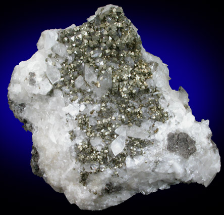 Pyrite on Calcite from Pint's Quarry, Raymond, Black Hawk County, Iowa