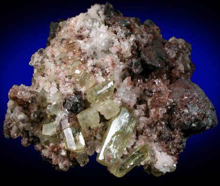 Fluorapatite with Quartz on Hematite from Cerro de Mercado, Durango, Mexico