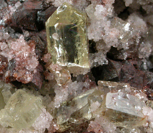 Fluorapatite with Quartz on Hematite from Cerro de Mercado, Durango, Mexico