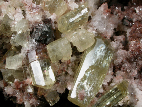 Fluorapatite with Quartz on Hematite from Cerro de Mercado, Durango, Mexico