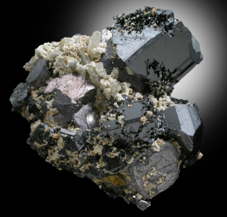 Sphalerite (Spinel-law twinned crystals) with Galena, Quartz, Barite from Camp Bird Mine, Ouray County, Colorado