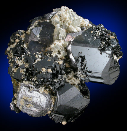 Sphalerite (Spinel-law twinned crystals) with Galena, Quartz, Barite from Camp Bird Mine, Ouray County, Colorado