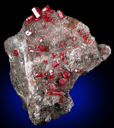 Vanadinite on Calcite from Hamburg Mine, La Paz County, Arizona