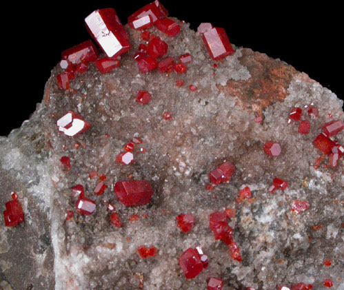 Vanadinite on Calcite from Hamburg Mine, La Paz County, Arizona