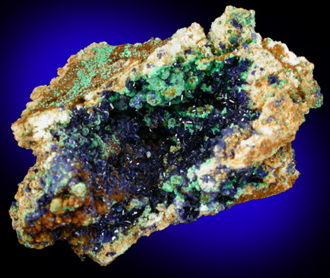 Azurite and Malachite from Concepcin del Oro, Zacatecas, Mexico