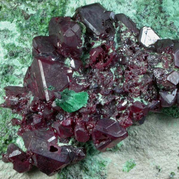 Cuprite with Malachite on Chrysocolla from Mashamba West Mine, 13 km west of Kolwezi, Katanga Copperbelt, Lualaba Province, Democratic Republic of the Congo