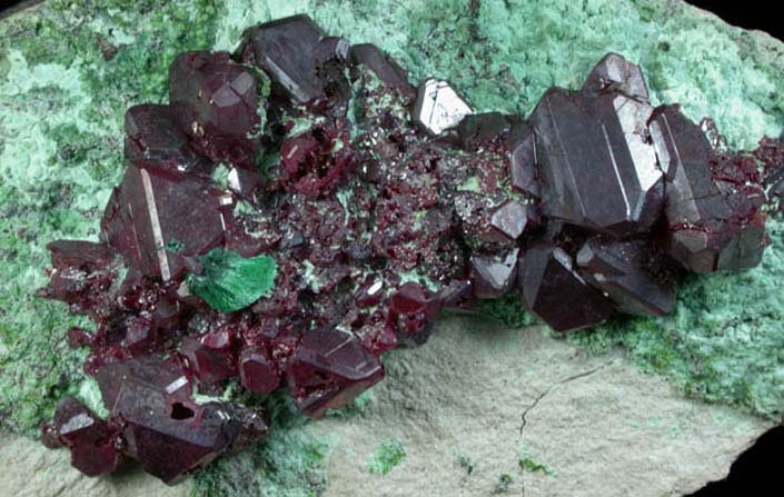 Cuprite with Malachite on Chrysocolla from Mashamba West Mine, 13 km west of Kolwezi, Katanga Copperbelt, Lualaba Province, Democratic Republic of the Congo