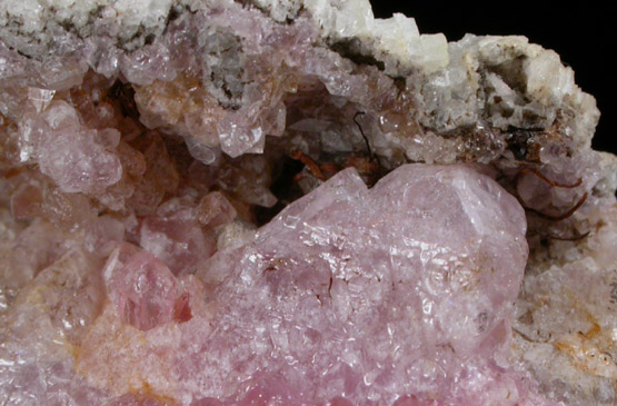 Quartz var. Rose Quartz Crystals from Rose Quartz Locality, Plumbago Mountain, Oxford County, Maine