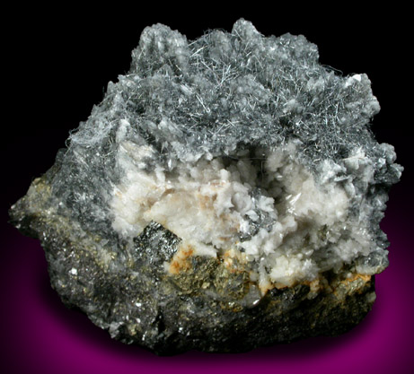 Jamesonite-Boulangerite on Calcite from Mina Noche Buena, Mazapil, Zacatecas, Mexico