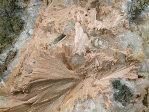 Stevensite pseudomorphs after Pectolite with Calcite, Quartz from New Street Quarry, Paterson, Passaic County, New Jersey