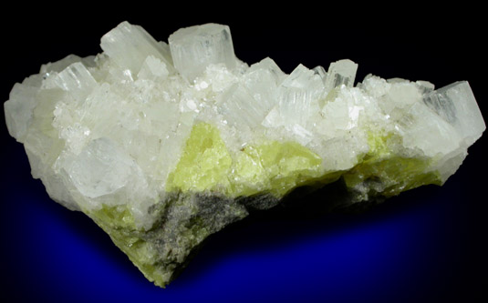 Aragonite over Sulfur from Agrigento District (Girgenti), Sicily, Italy