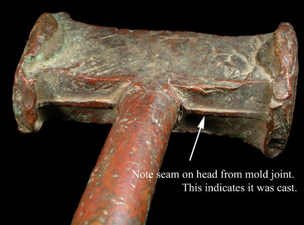 Copper or Bronze Hammer from Keweenaw Peninsula Copper District, Keweenaw County, Michigan