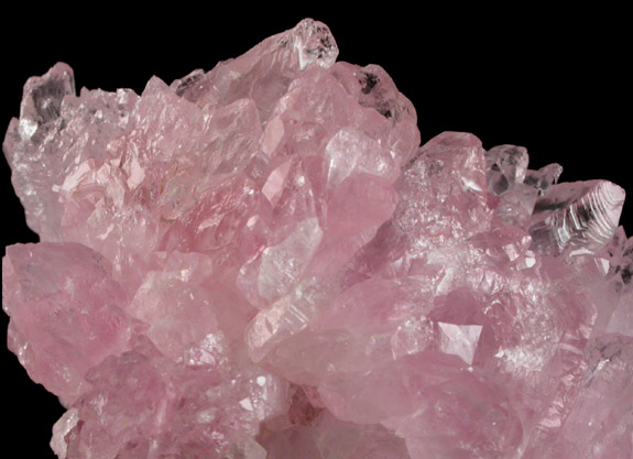 Quartz var. Rose Quartz Crystals from Lavra da Ilha, Taquaral, Jequitinhonha River, Minas Gerais, Brazil