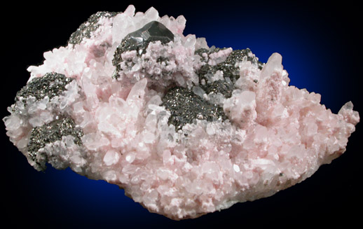 Rhodochrosite on Quartz with Sphalerite from Pachapaqui District, Bolognesi Province, Ancash Department, Peru