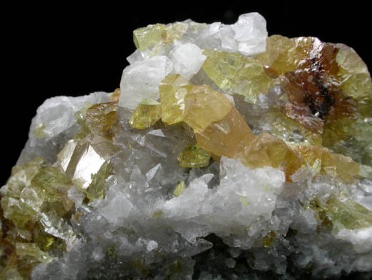 Sphalerite on Calcite from ZCA Hyatt Mine, Talcville, St. Lawrence County, New York