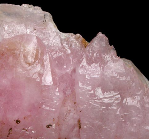 Quartz var. Rose Quartz Crystals with Roscherite from Lavra da Ilha, Taquaral, Jequitinhonha River, Minas Gerais, Brazil