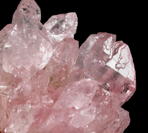 Quartz var. Rose Quartz Crystals from Lavra da Ilha, Taquaral, Jequitinhonha River, Minas Gerais, Brazil