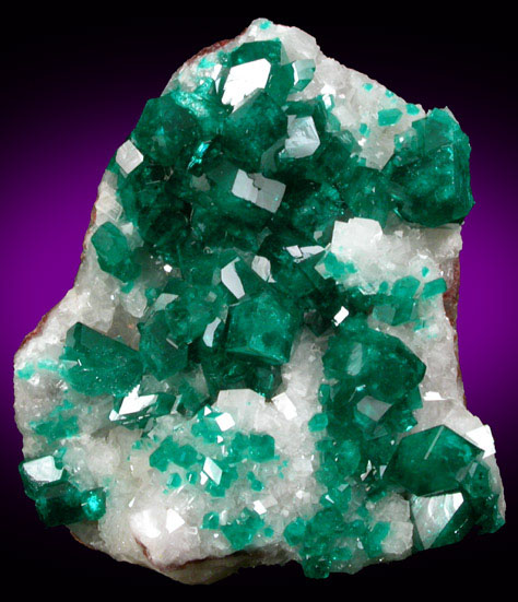 Dioptase on Calcite from Tsumeb Mine, Otavi-Bergland District, Oshikoto, Namibia