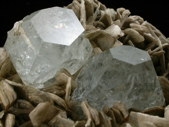 Beryl var. Aquamarine on Muscovite from Xuebaoding Mountain near Pingwu, Sichuan Province, China