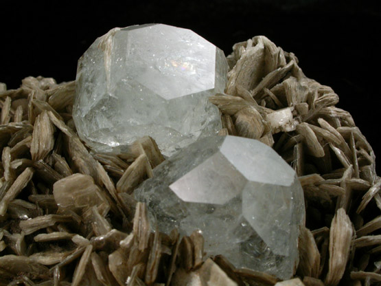 Beryl var. Aquamarine on Muscovite from Xuebaoding Mountain near Pingwu, Sichuan Province, China