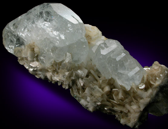 Beryl var. Aquamarine with Albite and Muscovite from Nagar, Hunza Valley, Gilgit District, Gilgit-Baltistan, Pakistan