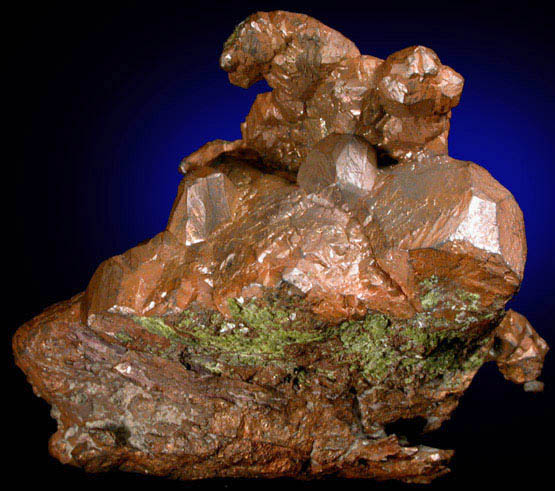 Copper (crystallized) with Epidote from Quincy Mine, Hancock, Keweenaw Peninsula Copper District, Houghton County, Michigan