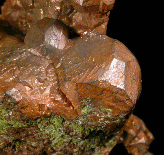 Copper (crystallized) with Epidote from Quincy Mine, Hancock, Keweenaw Peninsula Copper District, Houghton County, Michigan