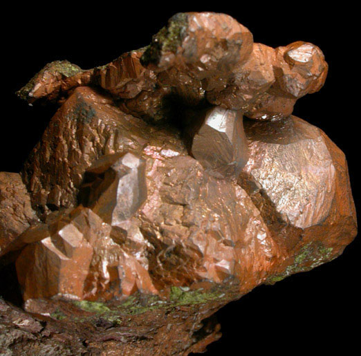 Copper (crystallized) with Epidote from Quincy Mine, Hancock, Keweenaw Peninsula Copper District, Houghton County, Michigan