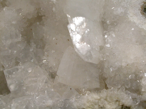Heulandite-Ca on Quartz with Calcite from Prospect Park Quarry, Prospect Park, Passaic County, New Jersey