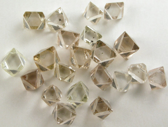 Diamond (21 octahedral crystals - 1.88 carats total) from Mirny, Republic of Sakha (Yakutia), Siberia, Russia