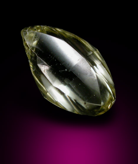 Diamond (0.67 carat fancy-yellow elongated crystal) from Venetia Mine, Limpopo Province, South Africa