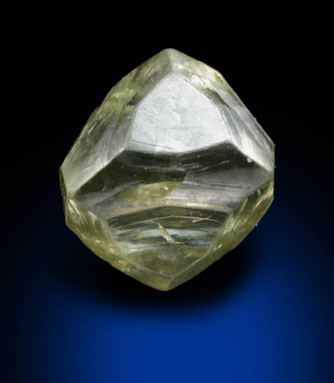 Diamond (1.37 carat yellow-green octahedral crystal) from Venetia Mine, Limpopo Province, South Africa