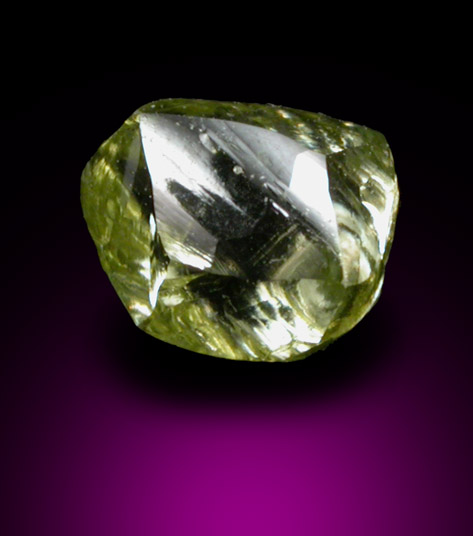 Diamond (0.62 carat fancy yellow-green dodecahedral crystal) from Venetia Mine, Limpopo Province, South Africa