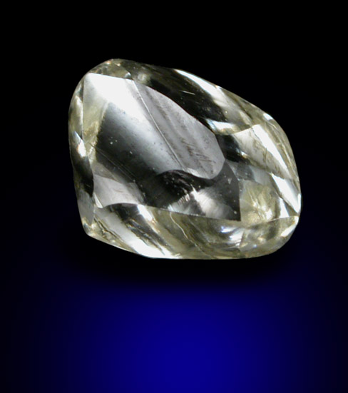 Diamond (0.97 carat pale-yellow elongated crystal) from Catoca Mine, Lunda Norte, Angola