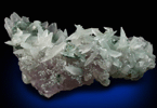 Calcite and Celadonite on Quartz var. Amethyst from Castelinho Mine, near Frederico Westphalen, Alto Uruguai, Rio Grande do Sul, Brazil