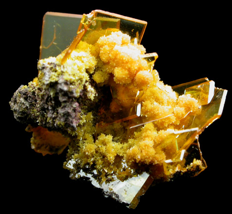 Wulfenite with Mimetite from San Francisco Mine, Cerro Prieto, north of Cucurpe, Sonora, Mexico