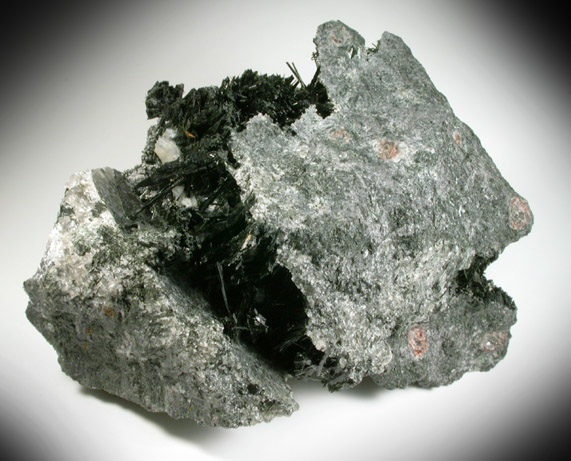 Actinolite in Calcite-filled Vein from Goshen Stone Co. Quarry, Goshen, Hampshire County, Massachusetts