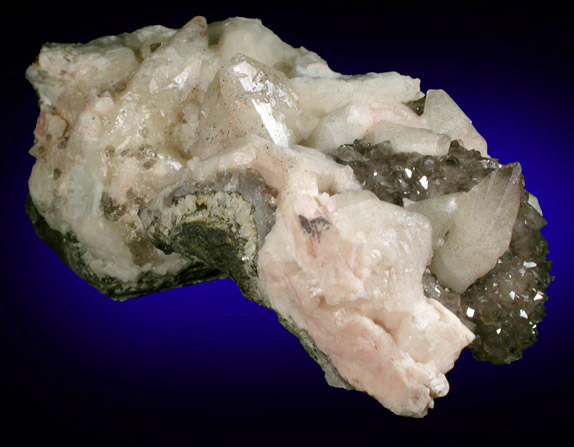 Calcite on Smoky Quartz from East Haven, New Haven County, Connecticut