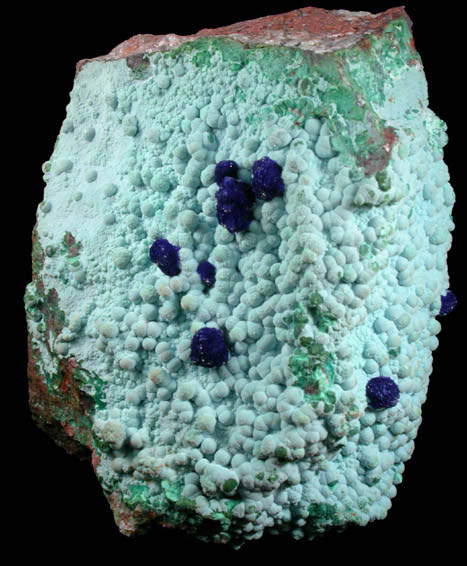 Azurite on Chrysocolla from Morenci Mine, Northwest Extension, Clifton District, Greenlee County, Arizona